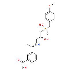 ChemSpider 2D Image | 3-[(1R)-1-({(2S)-2-Hydroxy-3-[hydroxy(4-methoxybenzyl)phosphoryl]propyl}amino)ethyl]benzoic acid | C20H26NO6P