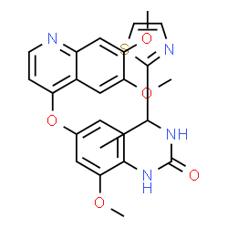 ChemSpider 2D Image | 1-{4-[(6,7-Dimethoxy-4-quinolinyl)oxy]-2-methoxyphenyl}-3-[1-(1,3-thiazol-2-yl)ethyl]urea | C24H24N4O5S