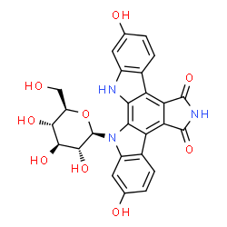 ChemSpider 2D Image | 2,10-DIHYDROXY-12-(BETA-D-GLUCOPYRANOSYL)-6,7,12,13-TETRAHYDROINDOLO[2,3-A]PYRROLO[3,4-C]CARBAZOLE-5,7-DIONE | C26H21N3O9
