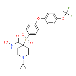 ChemSpider 2D Image | 1-Cyclopropyl-N-hydroxy-4-({4-[4-(trifluoromethoxy)phenoxy]phenyl}sulfonyl)-4-piperidinecarboxamide | C22H23F3N2O6S