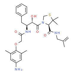 ChemSpider 2D Image | (4R)-3-[(2S,3S)-3-{[(4-Amino-2,6-dimethylphenoxy)acetyl]amino}-2-hydroxy-4-phenylbutanoyl]-5,5-dimethyl-N-(2-methyl-2-propen-1-yl)-1,3-thiazolidine-4-carboxamide | C30H40N4O5S