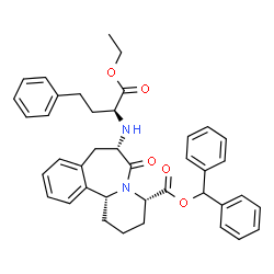 ChemSpider 2D Image | Diphenylmethyl (4S,7S,12bR)-7-{[(2S)-1-ethoxy-1-oxo-4-phenyl-2-butanyl]amino}-6-oxo-1,2,3,4,6,7,8,12b-octahydropyrido[2,1-a][2]benzazepine-4-carboxylate | C40H42N2O5