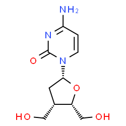 ChemSpider 2D Image | 4-Amino-1-[2,3-dideoxy-3-(hydroxymethyl)-beta-D-threo-pentofuranosyl]-2(1H)-pyrimidinone | C10H15N3O4