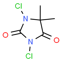 ChemSpider 2D Image | 1,3-Dichloro-5,5-dimethyl hydantoin | C5H6Cl2N2O2
