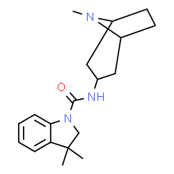 ChemSpider 2D Image | 3,3-Dimethyl-N-(8-methyl-8-azabicyclo[3.2.1]oct-3-yl)-1-indolinecarboxamide | C19H27N3O