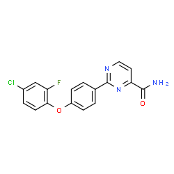 ChemSpider 2D Image | 2-(4-(4-chloro-2-fluorophenoxy)phenyl)pyrimidine-4-carboxamide | C17H11ClFN3O2