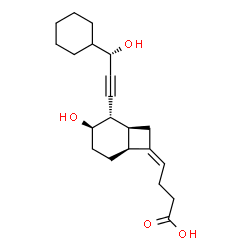 ChemSpider 2D Image | (4Z)-4-{(1S,2S,3R,6S)-2-[(3S)-3-Cyclohexyl-3-hydroxy-1-propyn-1-yl]-3-hydroxybicyclo[4.2.0]oct-7-ylidene}butanoic acid | C21H30O4