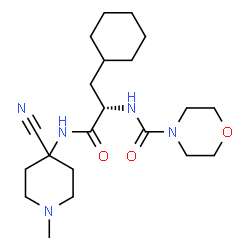 ChemSpider 2D Image | N-{(2S)-1-[(4-Cyano-1-methyl-4-piperidinyl)amino]-3-cyclohexyl-1-oxo-2-propanyl}-4-morpholinecarboxamide | C21H35N5O3