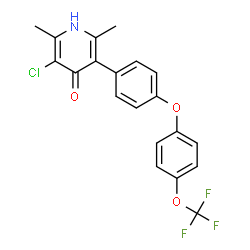ChemSpider 2D Image | 3-Chloro-2,6-Dimethyl-5-{4-[4-(Trifluoromethoxy)phenoxy]phenyl}pyridin-4-Ol | C20H15ClF3NO3