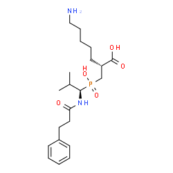 ChemSpider 2D Image | (2S)-7-Amino-2-[(hydroxy{(1R)-2-methyl-1-[(3-phenylpropanoyl)amino]propyl}phosphoryl)methyl]heptanoic acid | C21H35N2O5P