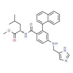ChemSpider 2D Image | Methyl N-{4-[(1H-imidazol-5-ylmethyl)amino]-2-(1-naphthyl)benzoyl}-L-leucinate | C28H30N4O3