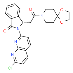 ChemSpider 2D Image | (3S)-2-(7-Chloro-1,8-naphthyridin-2-yl)-3-[2-(1,4-dioxa-8-azaspiro[4.5]dec-8-yl)-2-oxoethyl]-1-isoindolinone | C25H23ClN4O4