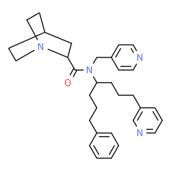 ChemSpider 2D Image | N-[1-Phenyl-7-(3-pyridinyl)-4-heptanyl]-N-(4-pyridinylmethyl)quinuclidine-2-carboxamide | C32H40N4O
