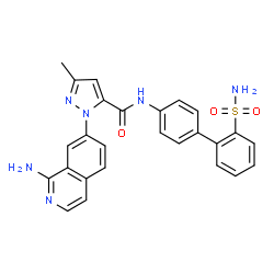 ChemSpider 2D Image | 1-(1-Amino-7-isoquinolinyl)-3-methyl-N-(2'-sulfamoyl-4-biphenylyl)-1H-pyrazole-5-carboxamide | C26H22N6O3S