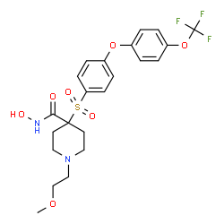 ChemSpider 2D Image | N-Hydroxy-1-(2-methoxyethyl)-4-({4-[4-(trifluoromethoxy)phenoxy]phenyl}sulfonyl)-4-piperidinecarboxamide | C22H25F3N2O7S
