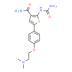 ChemSpider 2D Image | 5-[4-(2-Dimethylaminoethyloxy)phenyl]-2-Ureido-Thiophene-3-Carboxamide | C16H20N4O3S