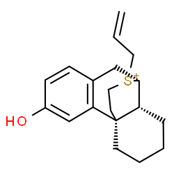 ChemSpider 2D Image | (1R,9S,10R)-17-Allyl-4-hydroxy-17-thioniatetracyclo[7.5.3.0~1,10~.0~2,7~]heptadeca-2,4,6-triene | C19H25OS