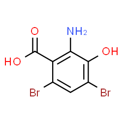 ChemSpider 2D Image | 4,6-dibromo-3-hydroxyanthranilic acid | C7H5Br2NO3
