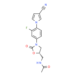 ChemSpider 2D Image | N-({(5S)-3-[4-(3-Cyano-1H-pyrrol-1-yl)-3-fluorophenyl]-2-oxo-1,3-oxazolidin-5-yl}methyl)acetamide | C17H15FN4O3