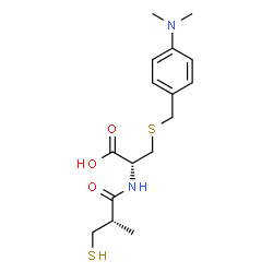 ChemSpider 2D Image | S-[4-(Dimethylamino)benzyl]-N-[(2S)-2-methyl-3-sulfanylpropanoyl]-L-cysteine | C16H24N2O3S2