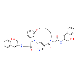 ChemSpider 2D Image | 2,2'-[16-Oxo-9-oxa-2,15,19-triazatricyclo[15.3.1.0~3,8~]henicosa-1(21),3,5,7,17,19-hexaene-2,15-diyl]bis{N-[(2S)-1-hydroxy-3-phenyl-2-propanyl]acetamide} | C39H45N5O6