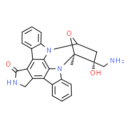 ChemSpider 2D Image | (15S,16R)-16-(Aminomethyl)-16-hydroxy-15-methyl-28-oxa-4,14,19-triazaoctacyclo[12.11.2.1~15,18~.0~2,6~.0~7,27~.0~8,13~.0~19,26~.0~20,25~]octacosa-1,6,8,10,12,20,22,24,26-nonaen-3-one | C26H22N4O3