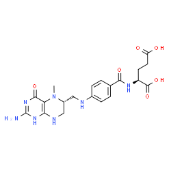 ChemSpider 2D Image | N-[4-({[(6R)-2-Amino-5-methyl-4-oxo-1,4,5,6,7,8-hexahydro-6-pteridinyl]methyl}amino)benzoyl]-L-glutamic acid | C20H25N7O6