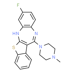 ChemSpider 2D Image | 8-Fluoro-12-(4-methyl-1-piperazinyl)-6H-[1]benzothieno[2,3-b][1,5]benzodiazepine | C20H19FN4S