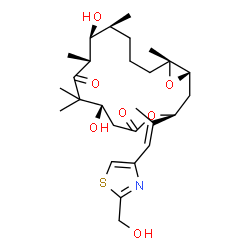 ChemSpider 2D Image | (1S,3S,7S,10R,11S,12S,16R)-7,11-Dihydroxy-3-{(1E)-1-[2-(hydroxymethyl)-1,3-thiazol-4-yl]-1-propen-2-yl}-8,8,10,12,16-pentamethyl-4,17-dioxabicyclo[14.1.0]heptadecane-5,9-dione | C27H41NO7S