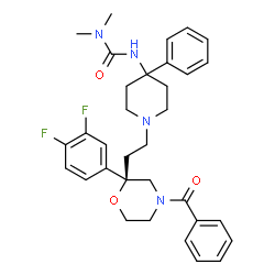 ChemSpider 2D Image | 3-(1-{2-[(2R)-4-Benzoyl-2-(3,4-difluorophenyl)-2-morpholinyl]ethyl}-4-phenyl-4-piperidinyl)-1,1-dimethylurea | C33H38F2N4O3