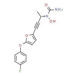 ChemSpider 2D Image | 1-{(2S)-4-[5-(4-Fluorophenoxy)-2-furyl]-3-butyn-2-yl}-1-hydroxyurea | C15H13FN2O4