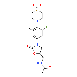 ChemSpider 2D Image | N-({(5S)-3-[4-(1,1-Dioxido-4-thiomorpholinyl)-3,5-difluorophenyl]-2-oxo-1,3-oxazolidin-5-yl}methyl)acetamide | C16H19F2N3O5S