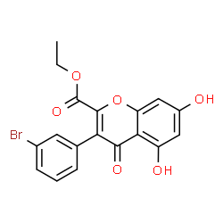 ChemSpider 2D Image | Ethyl 3-(3-bromophenyl)-5,7-dihydroxy-4-oxo-4H-chromene-2-carboxylate | C18H13BrO6