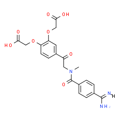 ChemSpider 2D Image | 2,2'-[{4-[N-(4-Carbamimidoylbenzoyl)-N-methylglycyl]-1,2-phenylene}bis(oxy)]diacetic acid | C21H21N3O8