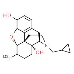 ChemSpider 2D Image | (5alpha,14alpha)-17-(Cyclopropylmethyl)-6-(~123~I)iodo-4,5-epoxymorphinan-3,14-diol | C20H24123INO3