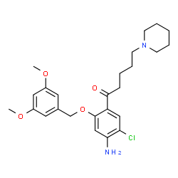 ChemSpider 2D Image | 1-{4-Amino-5-chloro-2-[(3,5-dimethoxybenzyl)oxy]phenyl}-5-(1-piperidinyl)-1-pentanone | C25H33ClN2O4
