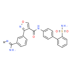 ChemSpider 2D Image | 3-(3-Carbamimidoylphenyl)-N-(2'-sulfamoyl-4-biphenylyl)-1,2-oxazole-4-carboxamide | C23H19N5O4S