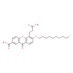 ChemSpider 2D Image | 5-(2-Carboxyethyl)-6-(decyloxy)-9-oxo-9H-xanthene-2-carboxylic acid | C27H32O7