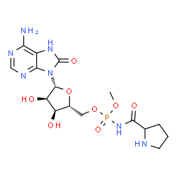 ChemSpider 2D Image | 5'-O-[Methoxy(prolylamino)phosphoryl]-8-oxo-8-hydroadenosine | C16H24N7O8P