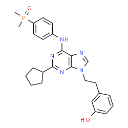 ChemSpider 2D Image | 3-[2-(2-Cyclopentyl-6-{[4-(dimethylphosphoryl)phenyl]amino}-9H-purin-9-yl)ethyl]phenol | C26H30N5O2P