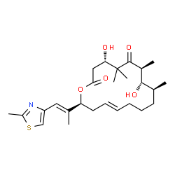 ChemSpider 2D Image | (4S,7S,8S,9S,13E,16S)-4,8-Dihydroxy-5,5,7,9-tetramethyl-16-[(1E)-1-(2-methyl-1,3-thiazol-4-yl)-1-propen-2-yl]oxacyclohexadec-13-ene-2,6-dione | C26H39NO5S