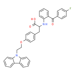 ChemSpider 2D Image | O-[2-(9H-Carbazol-9-yl)ethyl]-N-[2-(4-fluorobenzoyl)phenyl]tyrosine | C36H29FN2O4
