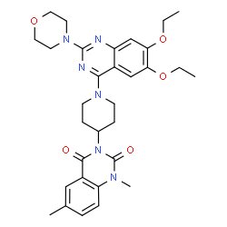 ChemSpider 2D Image | 3-{1-[6,7-Diethoxy-2-(4-morpholinyl)-4-quinazolinyl]-4-piperidinyl}-1,6-dimethyl-2,4(1H,3H)-quinazolinedione | C31H38N6O5