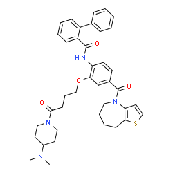 ChemSpider 2D Image | N-[2-{4-[4-(Dimethylamino)-1-piperidinyl]-4-oxobutoxy}-4-(5,6,7,8-tetrahydro-4H-thieno[3,2-b]azepin-4-ylcarbonyl)phenyl]-2-biphenylcarboxamide | C39H44N4O4S
