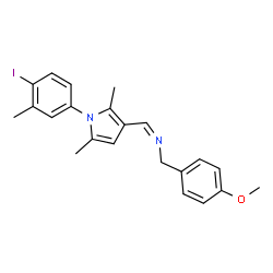 ChemSpider 2D Image | (Z)-1-[1-(4-Iodo-3-methylphenyl)-2,5-dimethyl-1H-pyrrol-3-yl]-N-(4-methoxybenzyl)methanimine | C22H23IN2O