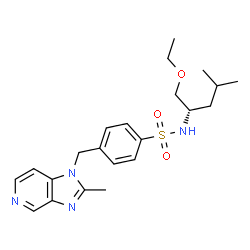 ChemSpider 2D Image | N-[(2S)-1-Ethoxy-4-methyl-2-pentanyl]-4-[(2-methyl-1H-imidazo[4,5-c]pyridin-1-yl)methyl]benzenesulfonamide | C22H30N4O3S