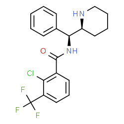 ChemSpider 2D Image | 2-Chloro-N-{(S)-phenyl[(2S)-2-piperidinyl]methyl}-3-(trifluoromethyl)benzamide | C20H20ClF3N2O