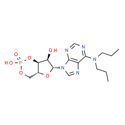ChemSpider 2D Image | (4aR,6R,7R,7aS)-6-[6-(Dipropylamino)-9H-purin-9-yl]tetrahydro-4H-furo[3,2-d][1,3,2]dioxaphosphinine-2,7-diol 2-oxide | C16H24N5O6P