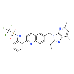 ChemSpider 2D Image | N-(2-{6-[(2-Ethyl-5,7-dimethyl-3H-imidazo[4,5-b]pyridin-3-yl)methyl]-2-quinolinyl}phenyl)-1,1,1-trifluoromethanesulfonamide | C27H24F3N5O2S