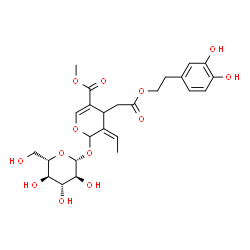 ChemSpider 2D Image | Methyl (3Z)-4-{2-[2-(3,4-dihydroxyphenyl)ethoxy]-2-oxoethyl}-3-ethylidene-2-(beta-L-glucopyranosyloxy)-3,4-dihydro-2H-pyran-5-carboxylate | C25H32O13